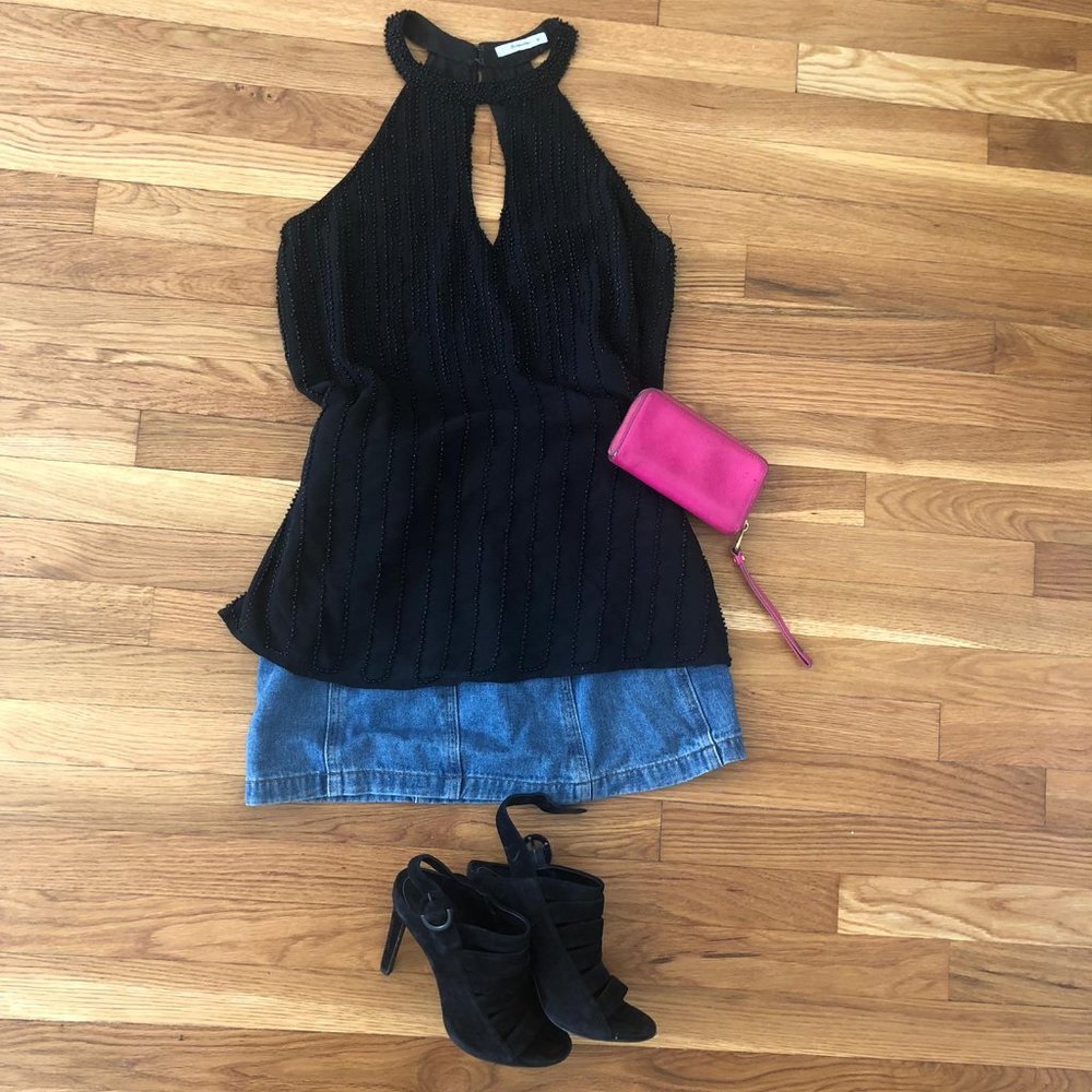 CRISTAL BLACK TUNIC TOP - MOVING SALE